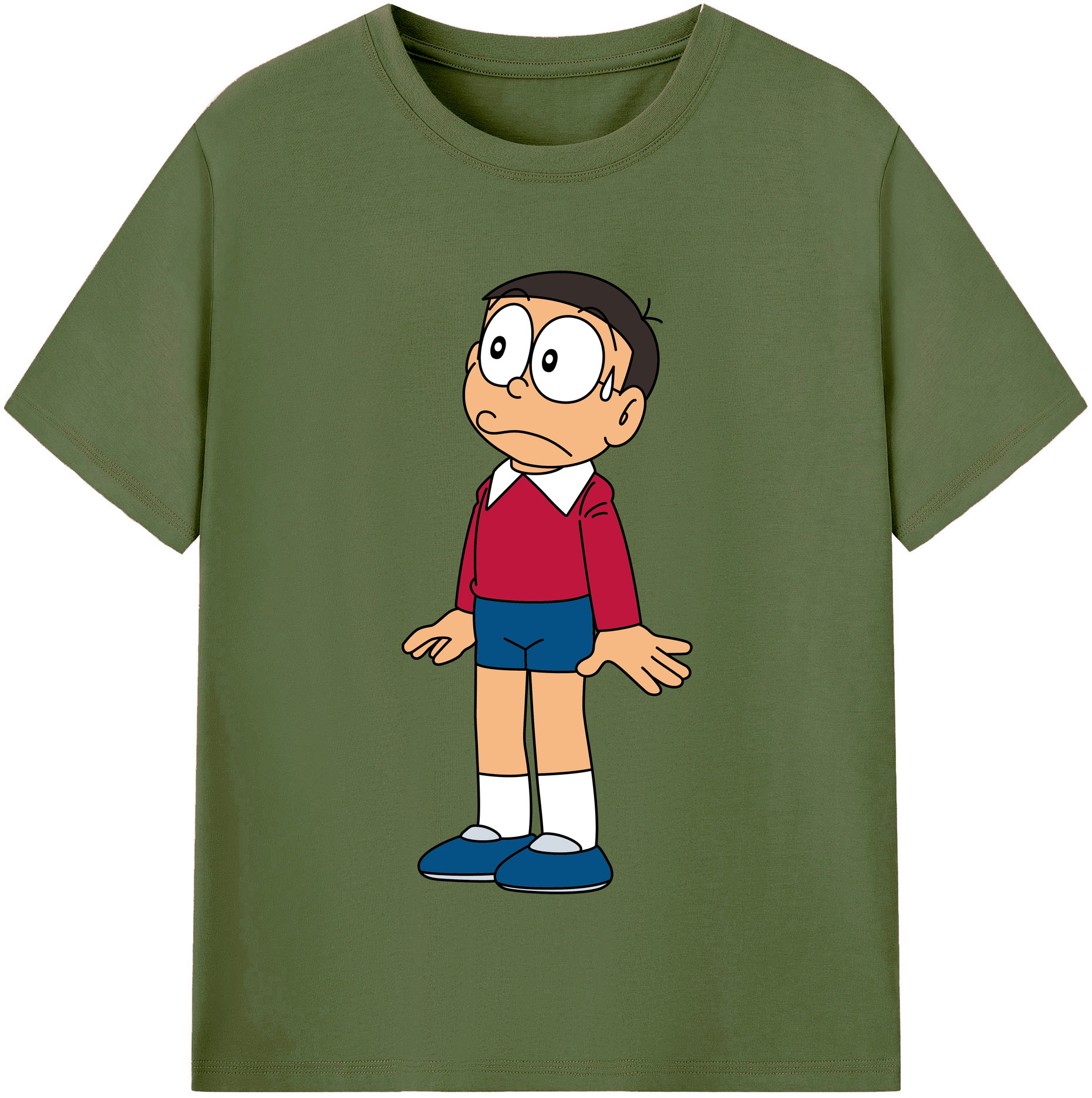 （画像用） ドラえもん 野比 のび太 Doraemon Nobita Nobi 綿100％半袖Tシャツ（フロントプリント）